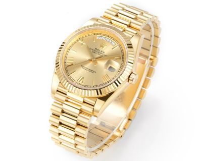PPM Factory Rolex DD 2836/3255 Movement 18K Gold President Band Gold Face Roman Numerals Watch